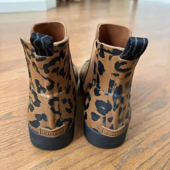 Hunter Original Refined Chelsea Hybrid Leopard Limited Edition Mini Boots size 7