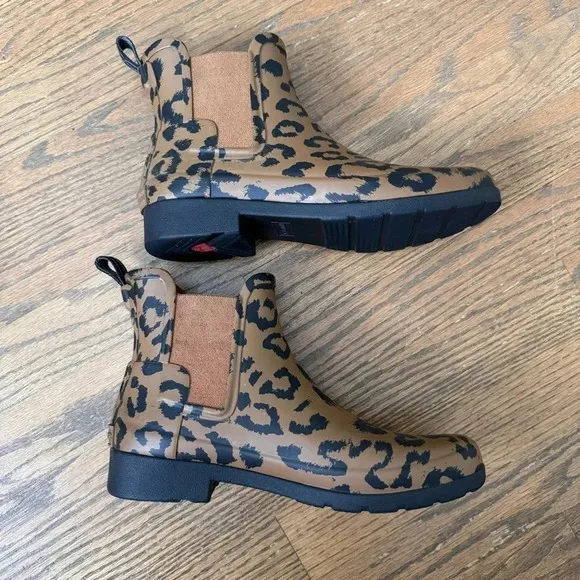 Hunter Original Refined Chelsea Hybrid Leopard Limited Edition Mini Boots size 7