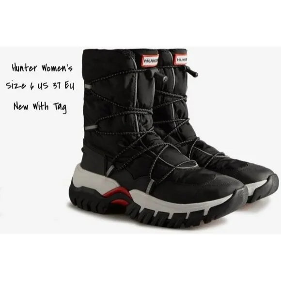 Hunter Women's Insulated Sherpa Rain &amp; Snow Boots - Black Size 6 US New With Tag