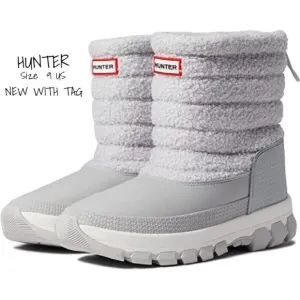 Hunter Women's Insulated Sherpa Snow Boots US 9 Frosted Grey Winter Footwear New