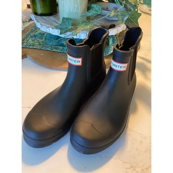 Hunter Women’s Original Chelsea Black Boots Sz 8 Insulated Rubber