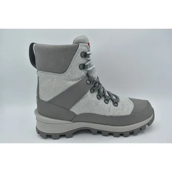 Hunter Womens 7 Glitter Commando Silver Grey Waterproof Insulated Winter Boots