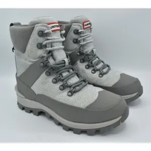 Hunter Womens 7 Glitter Commando Silver Grey Waterproof Insulated Winter Boots