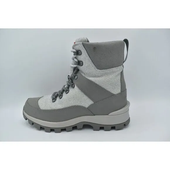 Hunter Womens 7 Glitter Commando Silver Grey Waterproof Insulated Winter Boots