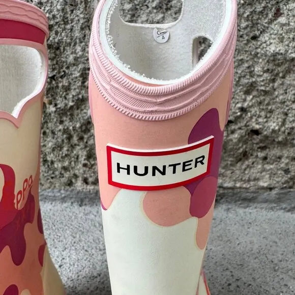 HUNTER X Peppa Pig Rain Boots Girls US 13B/1G EU 31 Pink Pull On Camo Gum Boot