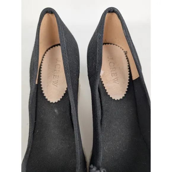 J. Crew Seville Espadrille Canvas Wedge Heels Black Shoes Size 7 Resort Beachy