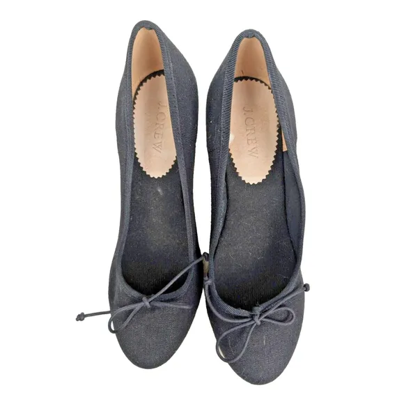 J. Crew Seville Espadrille Canvas Wedge Heels Black Shoes Size 7 Resort Beachy