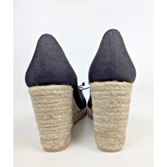 J. Crew Seville Espadrille Canvas Wedge Heels Black Shoes Size 7 Resort Beachy