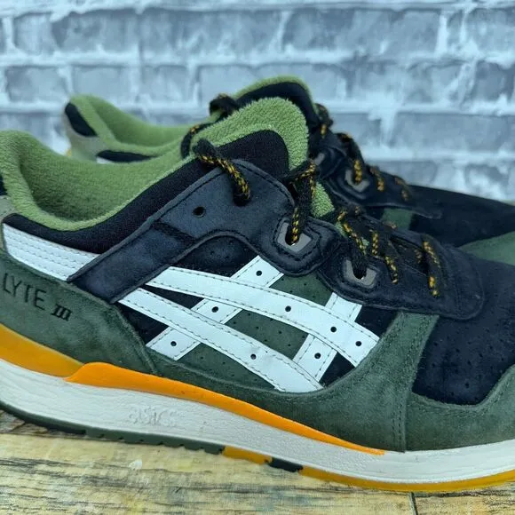 J. Crew x Asics Gel‎ Lyte 3/ US 11/ Green, Black, Yellow/ H53BK 9001
