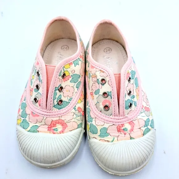 Jacadi Paris Baby girl Floral Print fabric canvas shoes Size 24, US 7.5