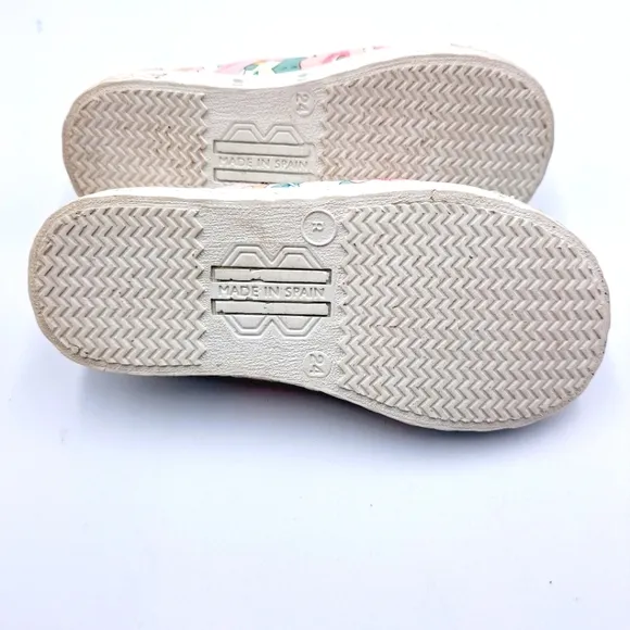 Jacadi Paris Baby girl Floral Print fabric canvas shoes Size 24, US 7.5