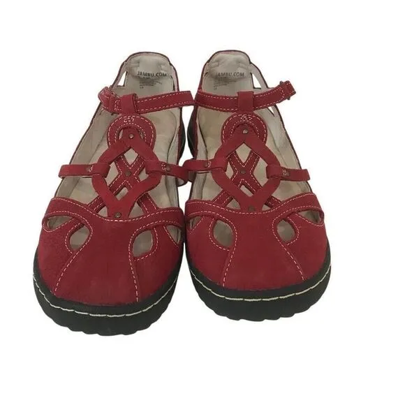 Jambu All Terra Design Red Cutout Mary Janes Shoes Comfort Size 7.5 Women's