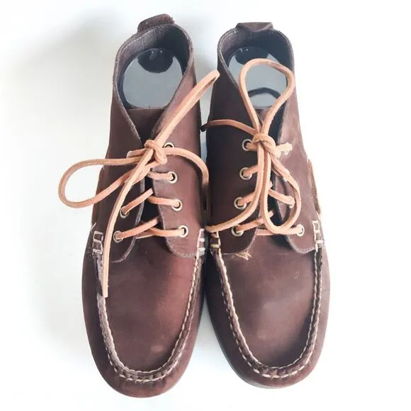 J.Crew Classic Brown Leather Mens Ankle Chukka Boots BA031 Size 9M Preppy Casual