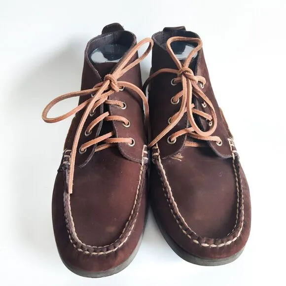 J.Crew Classic Brown Leather Mens Ankle Chukka Boots BA031 Size 9M Preppy Casual