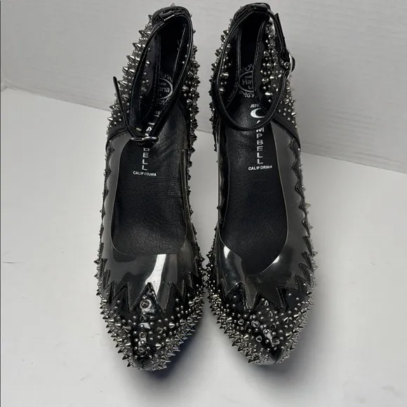 JEFFERY CAMPBELL Women's Audrey Spike Hidden Wedges Platform Shoes Studded 9.5