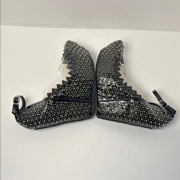 JEFFERY CAMPBELL Women's Audrey Spike Hidden Wedges Platform Shoes Studded 9.5