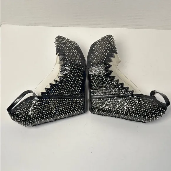 JEFFERY CAMPBELL Women's Audrey Spike Hidden Wedges Platform Shoes Studded 9.5
