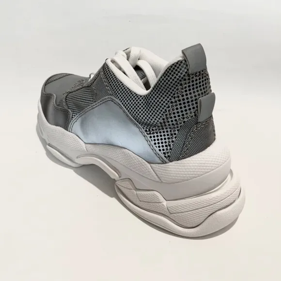 Jeffrey Campbell Grey Reflective Fabric Lace Up Womens Fashion Lo-Fi Sneaker 9.5