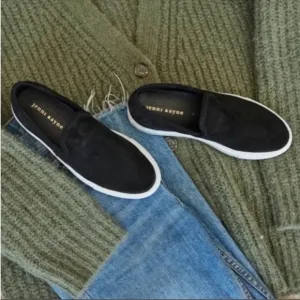 JENNI KAYNE suede lounger slider Sneakers flats solid black slip on shoes Sz 40