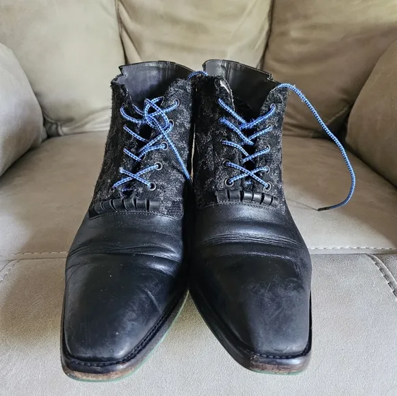 John Fluevog Johnathan Discontinued Black Leather Preppy Fun Shoes Sz 8
