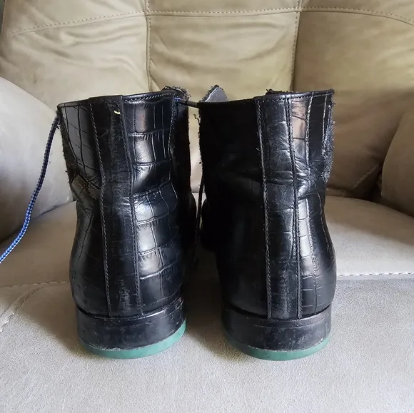 John Fluevog Johnathan Discontinued Black Leather Preppy Fun Shoes Sz 8