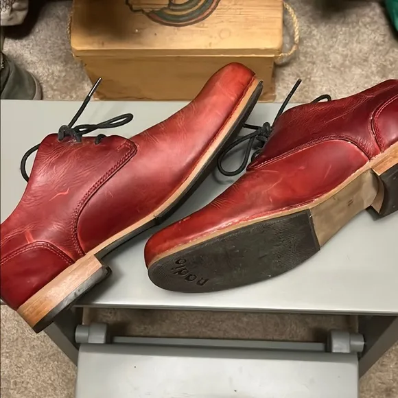 John Fluevog Red Radio Leather Shoes