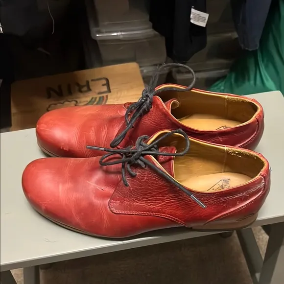 John Fluevog Red Radio Leather Shoes