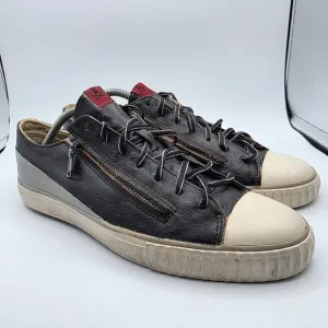 John Varvatos Bootleg Double Zip Distressed Mens Size 10 Black Leather Sneakers