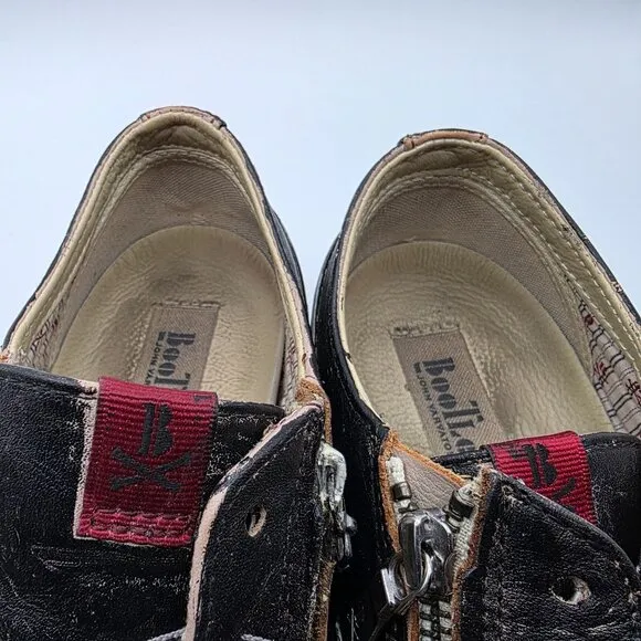 John Varvatos Bootleg Double Zip Distressed Mens Size 10 Black Leather Sneakers