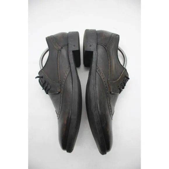 John Varvatos Men's 9.5M Brown Leather Brogue Wingtip Lace Up Shoe Handmade