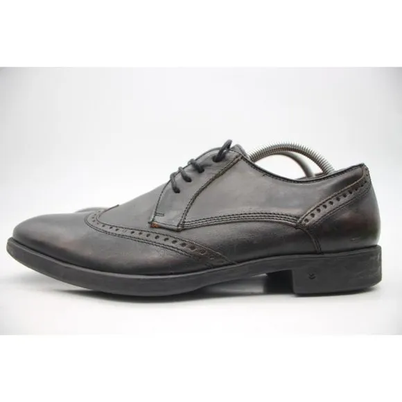 John Varvatos Men's 9.5M Brown Leather Brogue Wingtip Lace Up Shoe Handmade