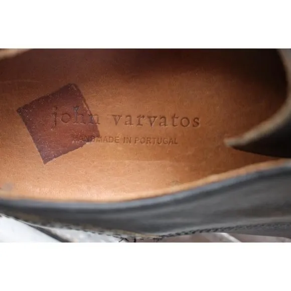 John Varvatos Men's 9.5M Brown Leather Brogue Wingtip Lace Up Shoe Handmade
