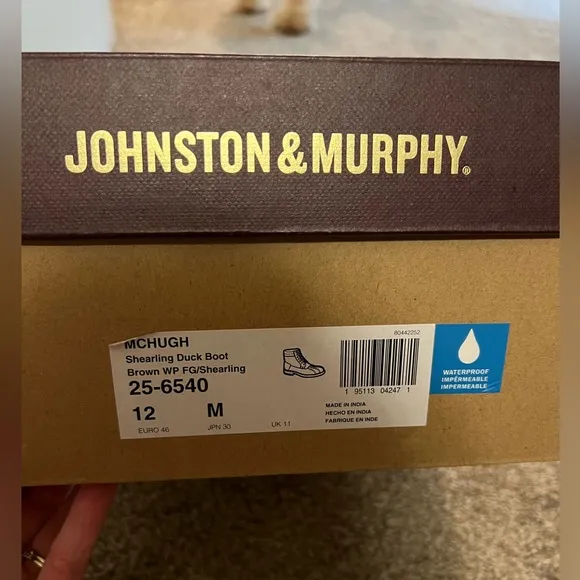 Johnston &amp; Murphy MCHUGH Shearling Duck Boot Brown 25-6540 Size 12