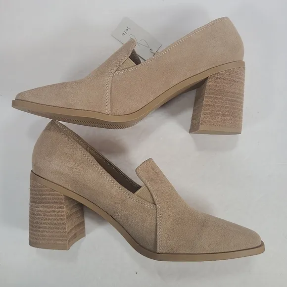 Joie Wevenly Tan Suede Block Heel Closed Toe Shoes Women's Size 8.5M