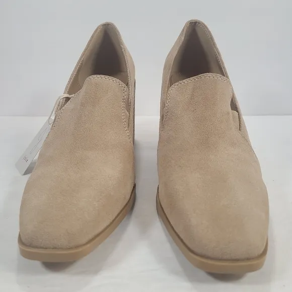 Joie Wevenly Tan Suede Block Heel Closed Toe Shoes Women's Size 8.5M