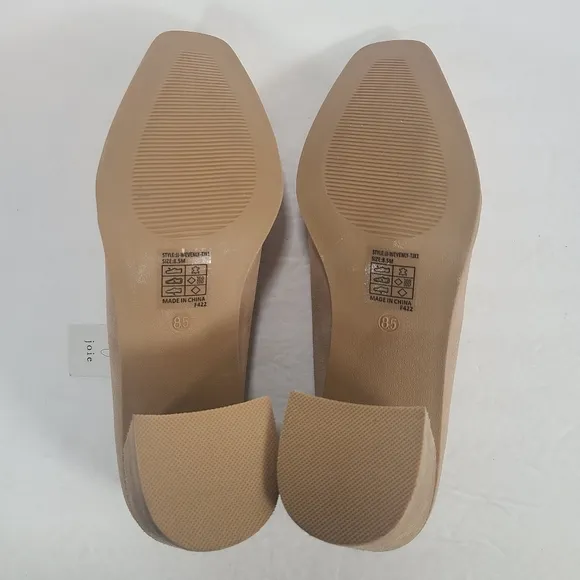 Joie Wevenly Tan Suede Block Heel Closed Toe Shoes Women's Size 8.5M