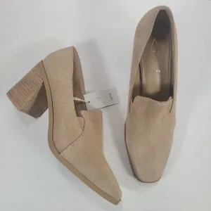 Joie Wevenly Tan Suede Block Heel Closed Toe Shoes Women's Size 8.5M