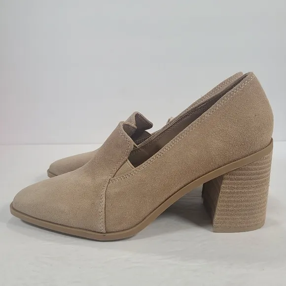Joie Wevenly Tan Suede Block Heel Closed Toe Shoes Women's Size 8.5M