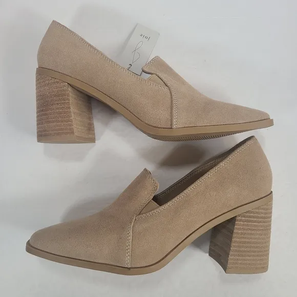 Joie Wevenly Tan Suede Block Heel Closed Toe Shoes Women's Size 8.5M
