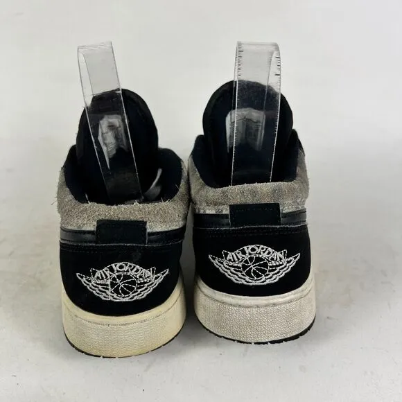 Jordan 1 Low Zebra Sneakers Kid's 4 Y Black Gray Suede Athletic Shoes 553560-057