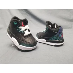 Jordan Toddlers 3 Retro (TD) Sneakers Lace Up Black Green Size 3 NEW IN BOX