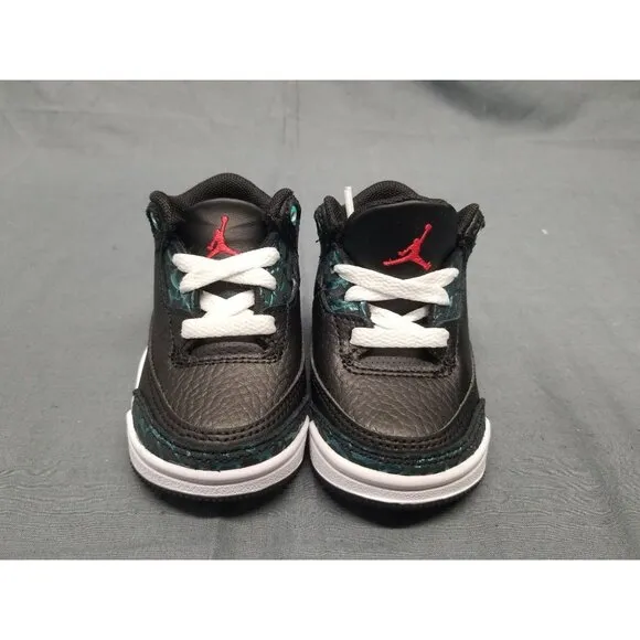 Jordan Toddlers 3 Retro (TD) Sneakers Lace Up Black Green Size 3 NEW IN BOX