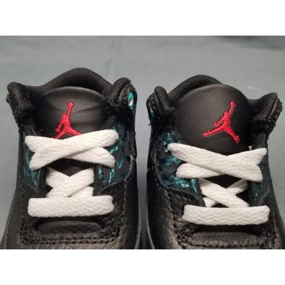 Jordan Toddlers 3 Retro (TD) Sneakers Lace Up Black Green Size 3 NEW IN BOX