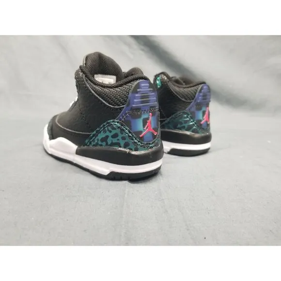 Jordan Toddlers 3 Retro (TD) Sneakers Lace Up Black Green Size 3 NEW IN BOX