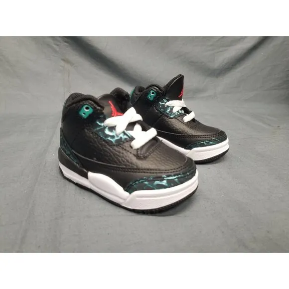 Jordan Toddlers 3 Retro (TD) Sneakers Lace Up Black Green Size 3 NEW IN BOX