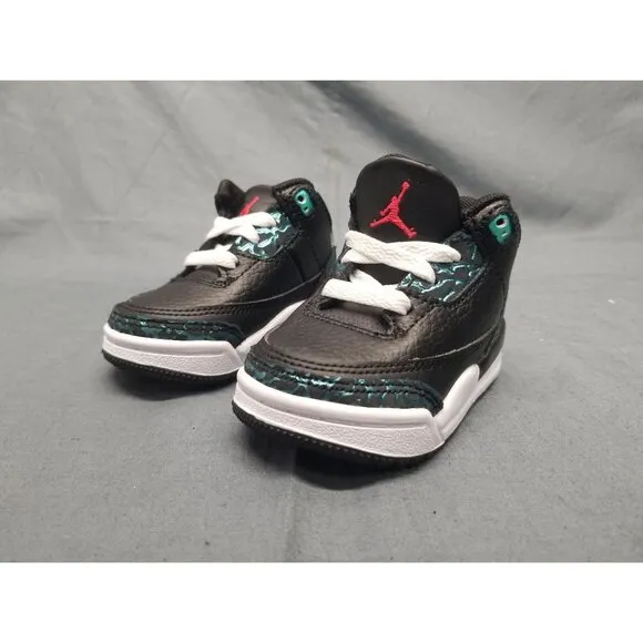 Jordan Toddlers 3 Retro (TD) Sneakers Lace Up Black Green Size 3 NEW IN BOX