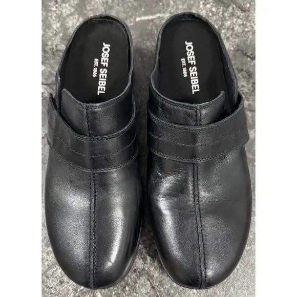Josef Seibel Womens Darla 10 Leather Clogs Mules Comfort Shoes Slides Black S