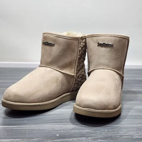 Juicy Couture Boots JC Kave Slip On Logo Warm Boots Booties 9 Taupe