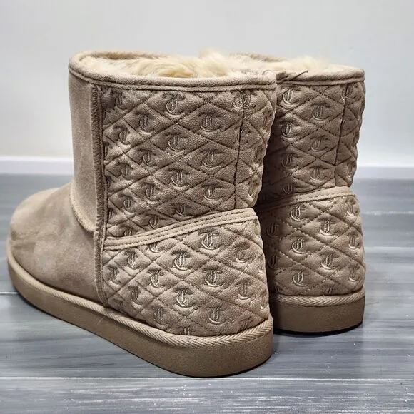 Juicy Couture Boots JC Kave Slip On Logo Warm Boots Booties 9 Taupe