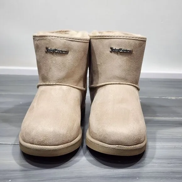 Juicy Couture Boots JC Kave Slip On Logo Warm Boots Booties 9 Taupe